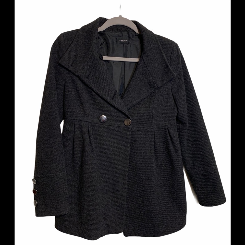 Motivi Waist Length Grey Pea Coat Size 4